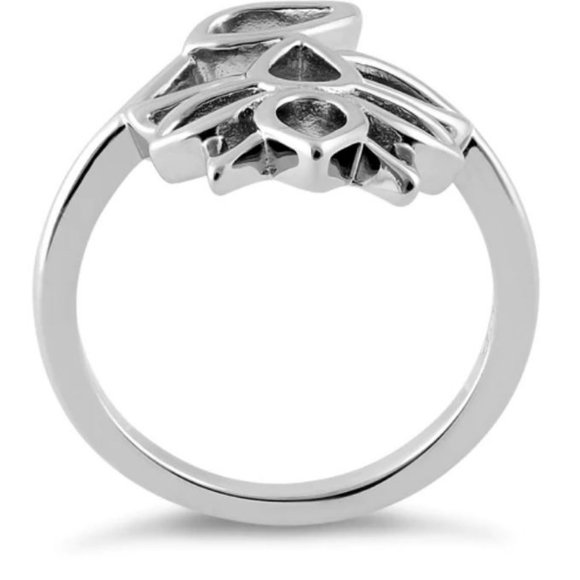 925 STERLING SILVER Large Lotus Flower Ring - Picture 14 of 16